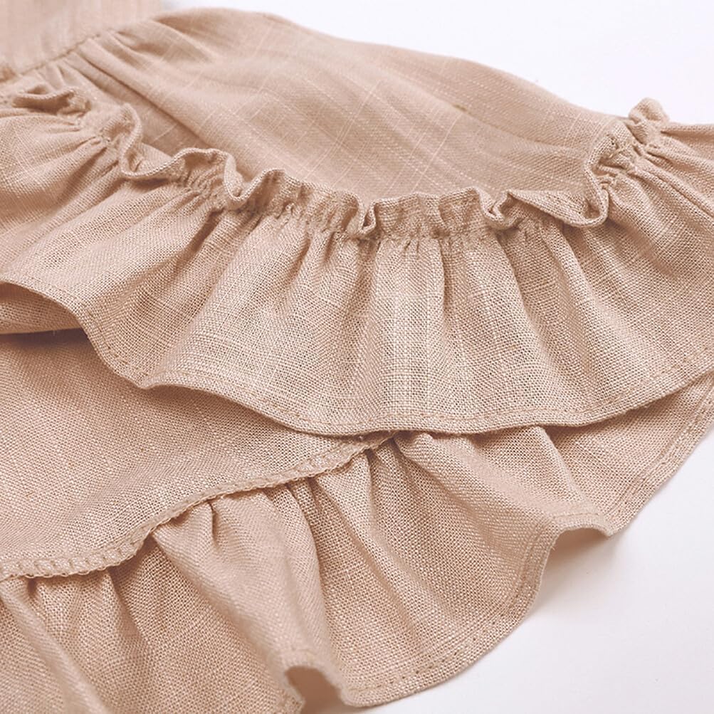 Baby Girls Cotton Linen Sleeveless Ruffles Dress Shirt Bloomer Shorts Clothing Sets 2pcs Summer Outfits