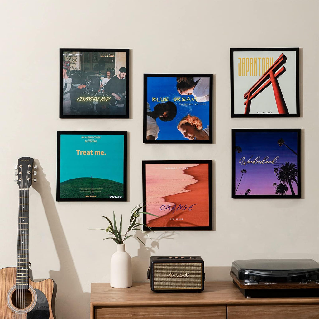 Vinyl Record Frame, 12.5 x 12.5 in, Black, 6 Pack