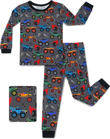 Bamboo Viscose Toddler Kids Pajamas Set, Long Sleeve Boys