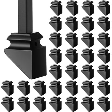 48 Pack 1/2 Inch Iron Baluster Shoes with Screw, Satin Black