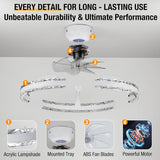 Ceiling Fans with Lights and Remote, 20'' Low Profile Flush Mount Ceiling Fan with 6 Speeds & 3 Color Temperature, 3000-6500K Dimmable Led Fandelier for Bedroom Livingroom, White A101-B0DZSHVVTZ