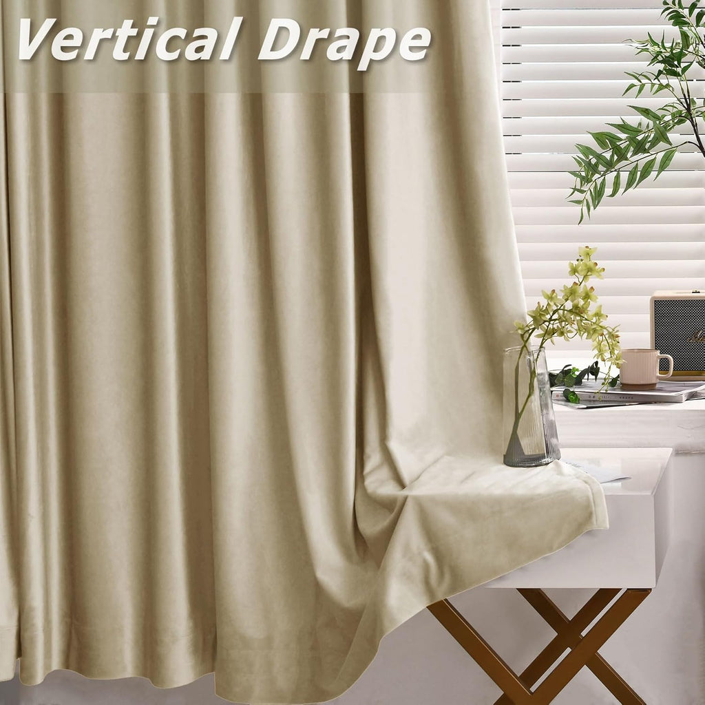 Velvet Curtains with Blackout Lining 72" W x 84" L Indoor Heat Insulated Soft Luxury Back Tab/Rod Pocket 2 in 1