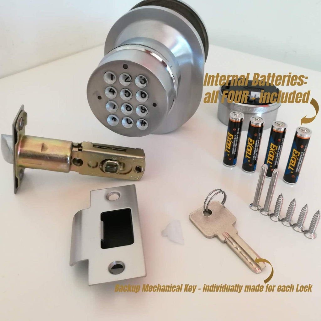 Electronic Keypad Door Knob SoHo Mill and Lock Set with Backup Mechanical Key (Spring Latch Lock; Not Deadbolt; Not