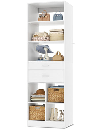 22" Closet System with Drawers, Small Closet Organizer for Walk in Closet, Wardrobe Storage Unit with Storage and