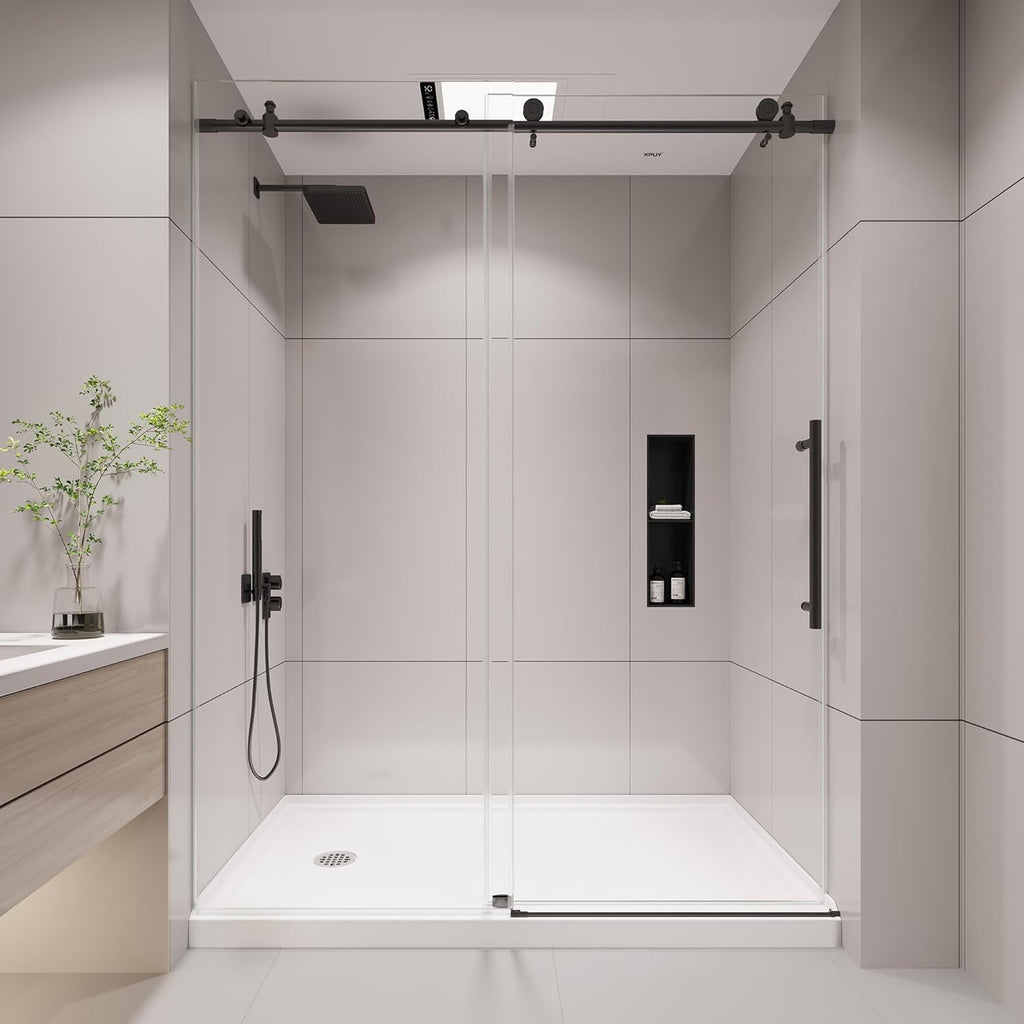 Frameless Shower Door, 43-48" W x 76" H Sliding Glass Shower Door