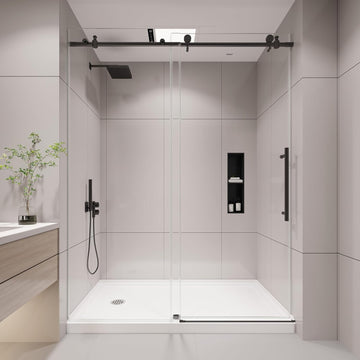 Frameless Shower Door, 55-60" W x 76" H Sliding Glass Shower Door