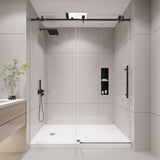 Frameless Shower Door, 55-60" W x 76" H Sliding Glass Shower Door