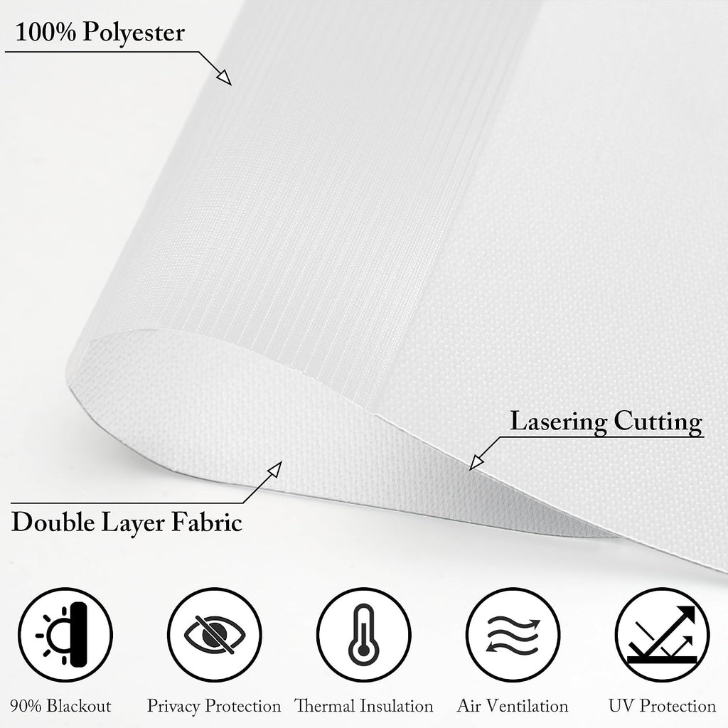 Zebra Blinds for Windows Corded Blackout Dual Layer Privacy Shades Light Control for Day and Night Home Office (White