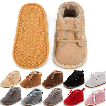 Baby Booties Newborn Infant Unisex Baby Girls Boys Velvet Rubber Anit-Slip Sole Shoes Toddler Fleece Cozy Winter Warm