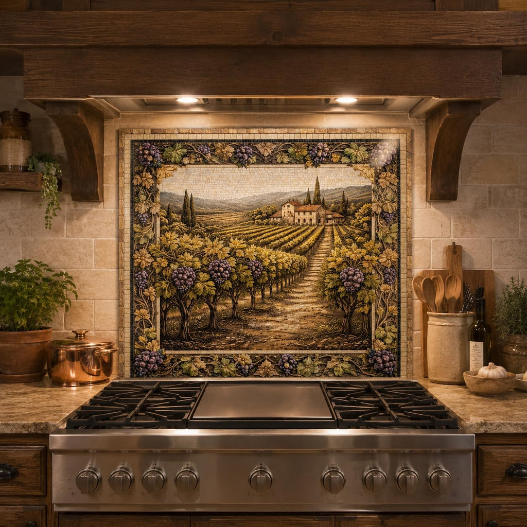 Tempered Glass Backsplash, Mosaic Look Grape Glass Backsplash, Backsplash Wall, Art Kitchen Backsplash, Easy to