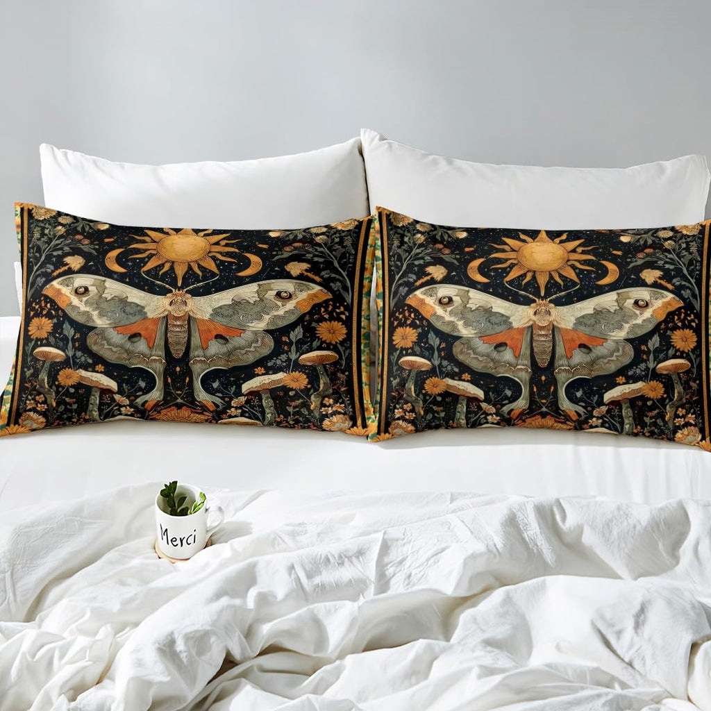 Mystical Luna Moth King Size Comforter Set, for Boho Room Decor