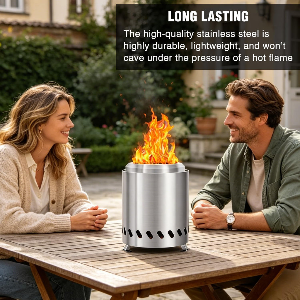 7-Inch Tabletop Smokeless Outdoor Fire Pit with Stand, Portable