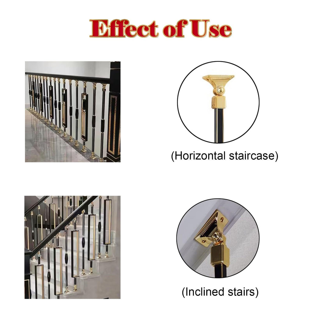 Stair Baluster Posts for Level and Slope Staircases, Black and Gold Metal Stair Spindles /Villas/Office, Staircase