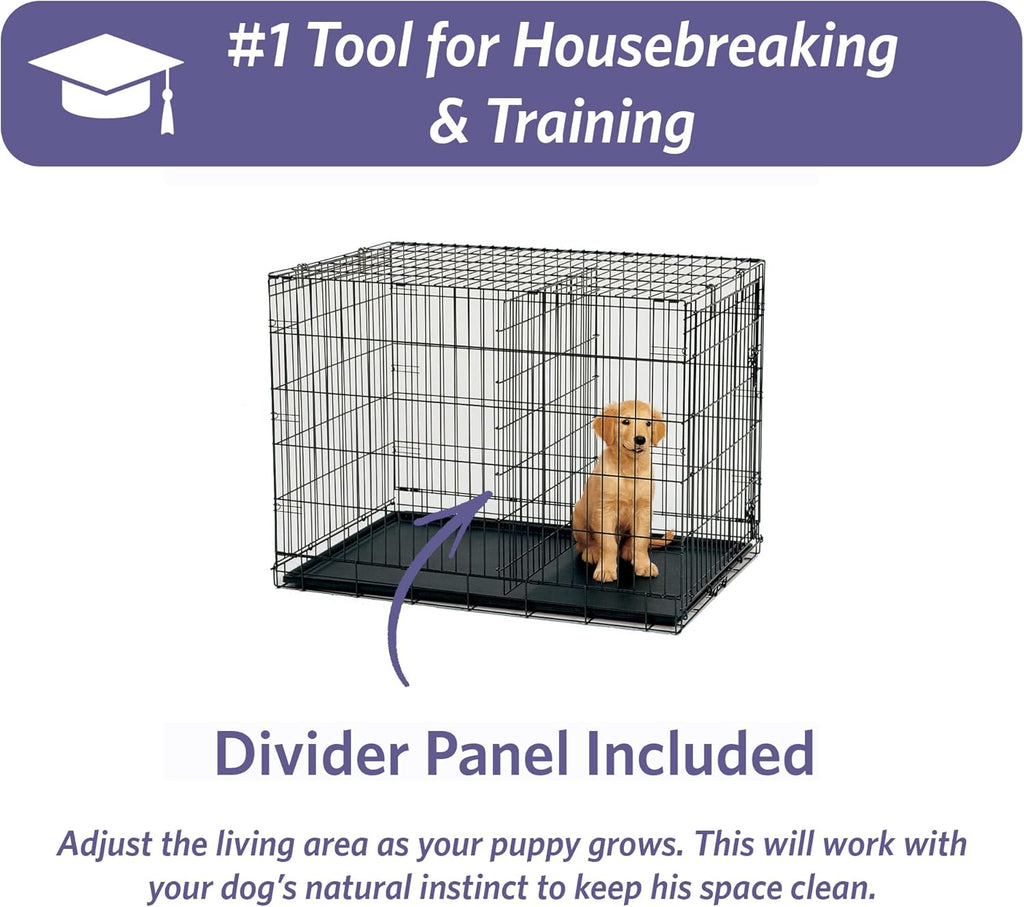 24-Inch iCrate for Small Breeds, 12-20 lbs, Single Door Folding Dog Crate with Divider Panel
