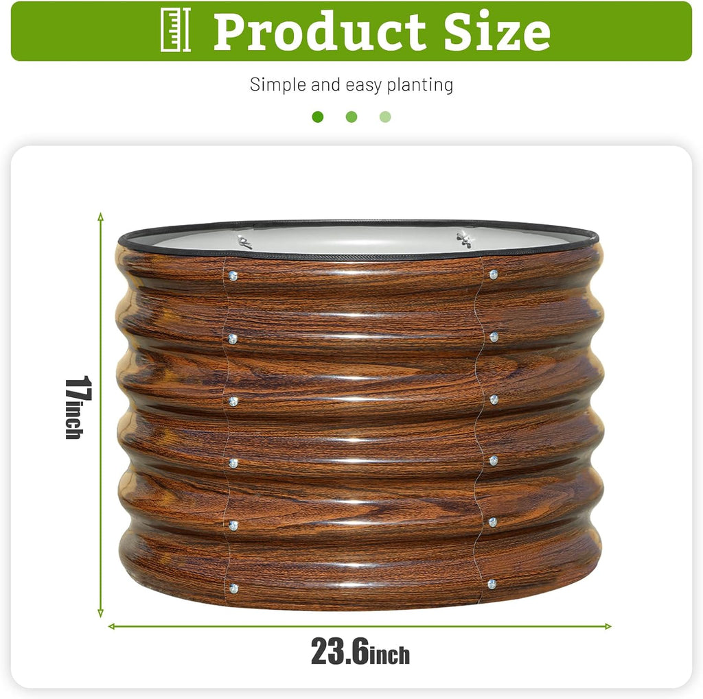Raised Garden Bed, 2 PCS 2×2×1.5ft Round Galvanized Outdoor Planter Box, 17" Tall Deep Metal Garden Bed Kit for