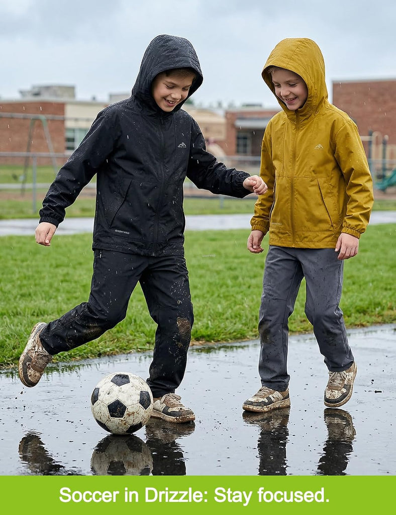Kids Lightweight Rain Jacket, Packable Rain Windbreaker Boys Girls