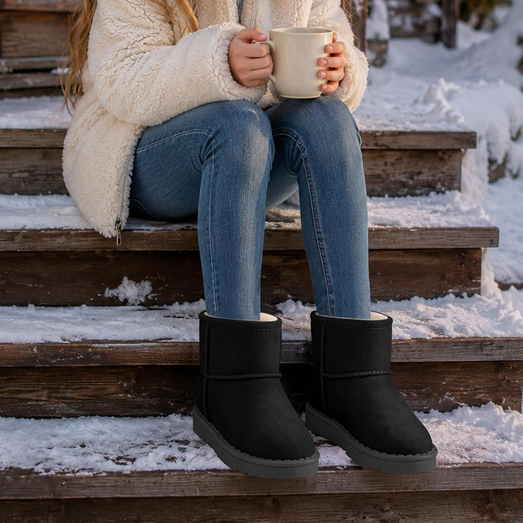 Girls Boots Kids Winter Shoes Warm Short Ankle Snow Booties for Little Big Kids