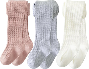 Ribbed & Cable Knit Tights Cotton Seamless Dress School Leggings