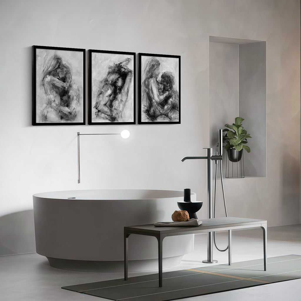 Black Framed Modern Romantic Couple Wall Art Bedroom