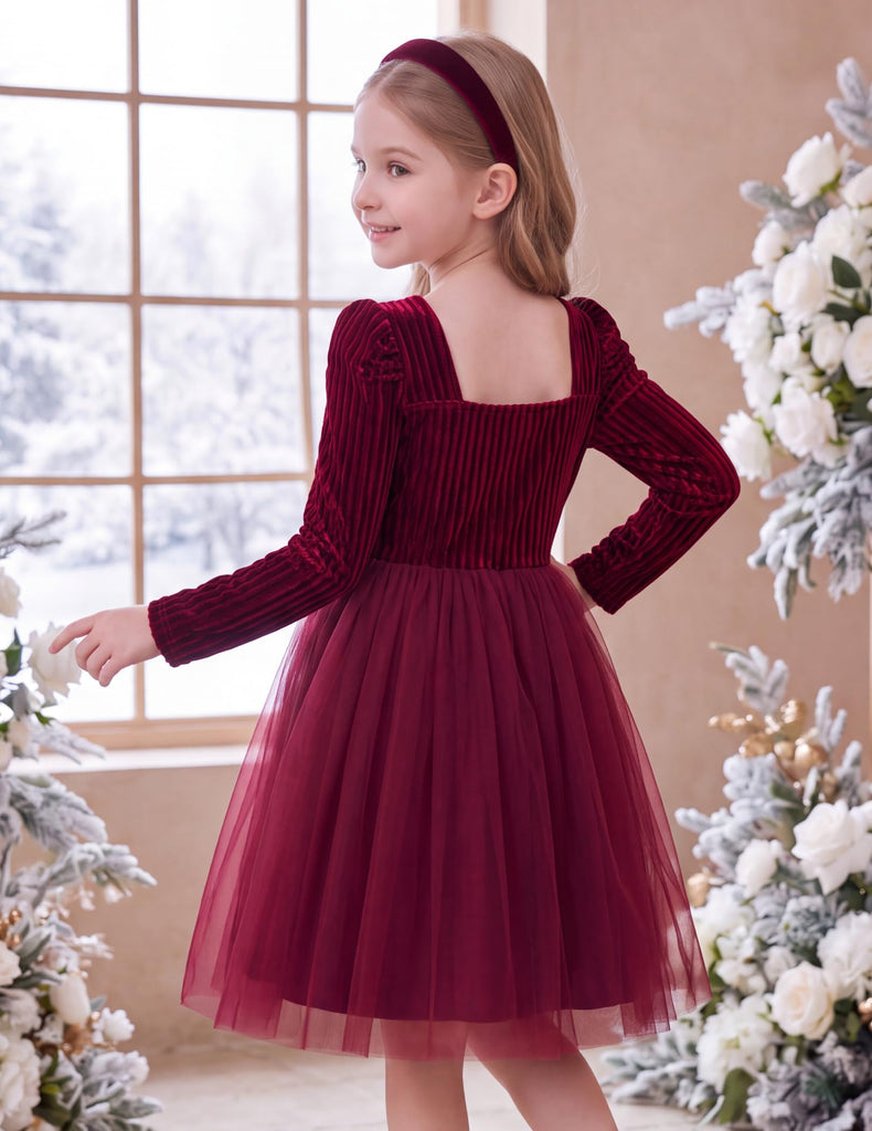 Toddler Christmas Dress Tutu Velvet Burgundy Princess Dresses