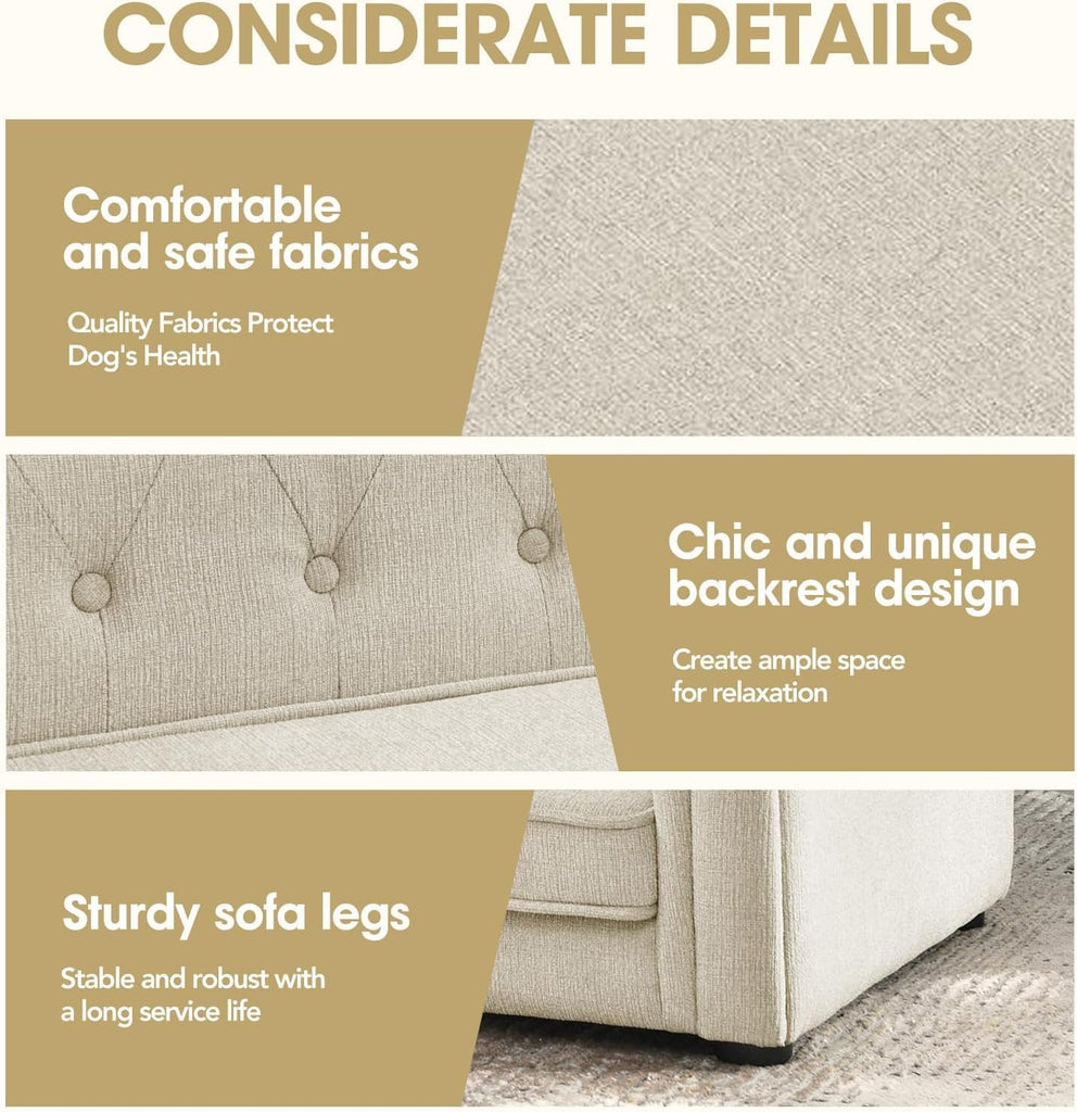 Dog Sofa Couch for Small to Medium Dogs, Memory Foam Dog Couch with Washable Fabric, Removable Cushion, Sofa Bed