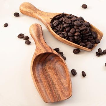Big Wooden Scoop Shovel, 2PCS Large Coffee Scoops for Ground coffee, Acacia Wood Bean Salt Spoons, Wooden Scoops for