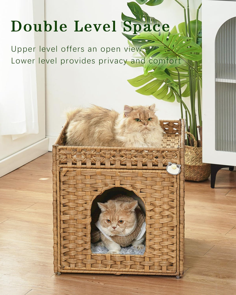 Cat Beds for Indoor Cats Extra Large Double Cat Cave, Natural