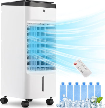 Portable Air Conditioners, 3 IN 1 Evaporative Air Cooler with Detachable Water Tank, 6 Ice Packs, 12H Timer