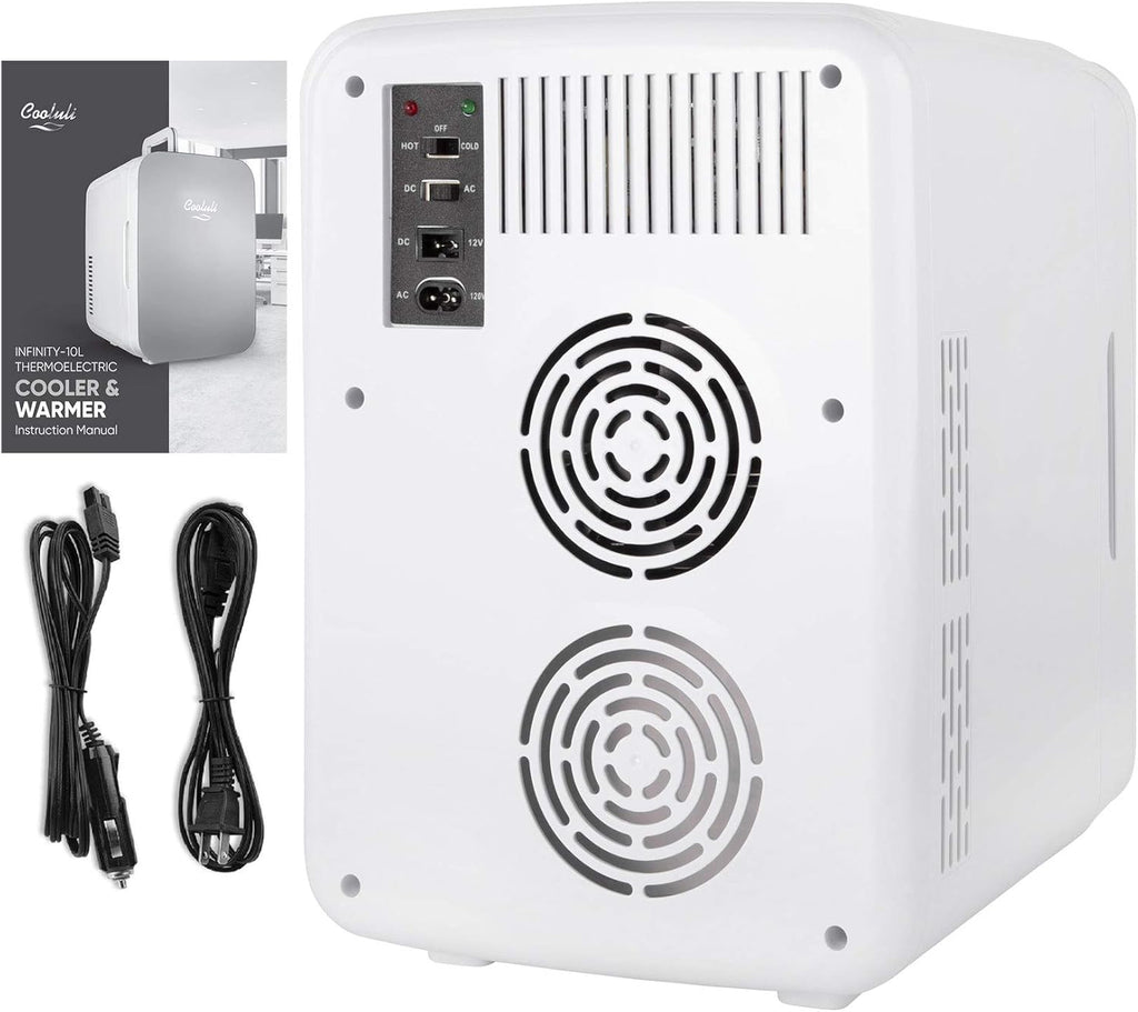 10L Mini Fridge for Bedroom - Car, Office Desk & College Dorm Room - 12v Portable Cooler & Warmer for Food, Drinks