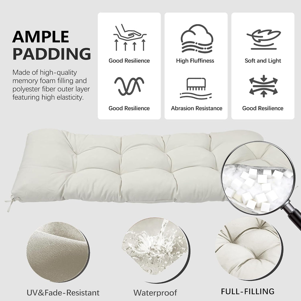 3Pcs Wicker Chair Cushion Sets Furniture,White,47*19*4'' | White Patio Loveseat Chaise Cushion Sets,Waterproof Wicker