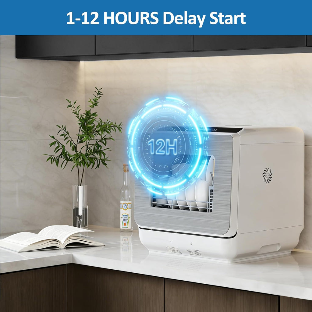 18" Portable Countertop Dishwasher with 152OZ Water Tank, 6 Preset Mode, Dishwasher Machine fits up to 12" plates