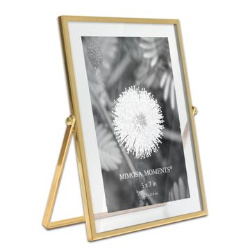 5x7 Brass tone Floating Metal Picture Frame