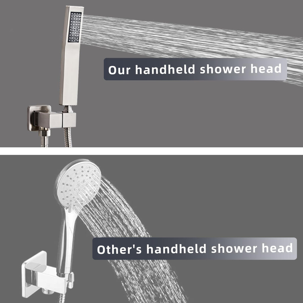Brushed Nickel Square Hand Shower Head, handheld shower head with hose, Brass High Pressure Rinse With Adjustable