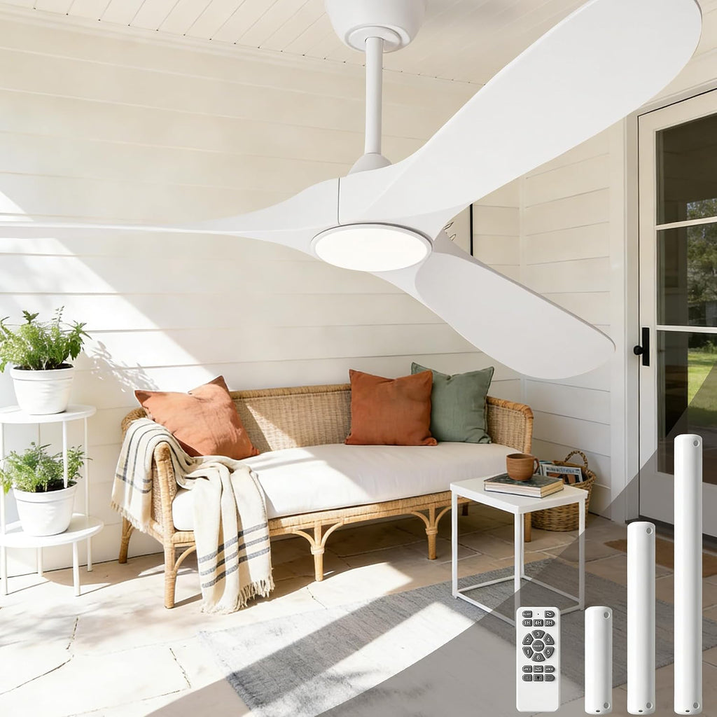72 inch White Ceiling Fan with Light and Remote