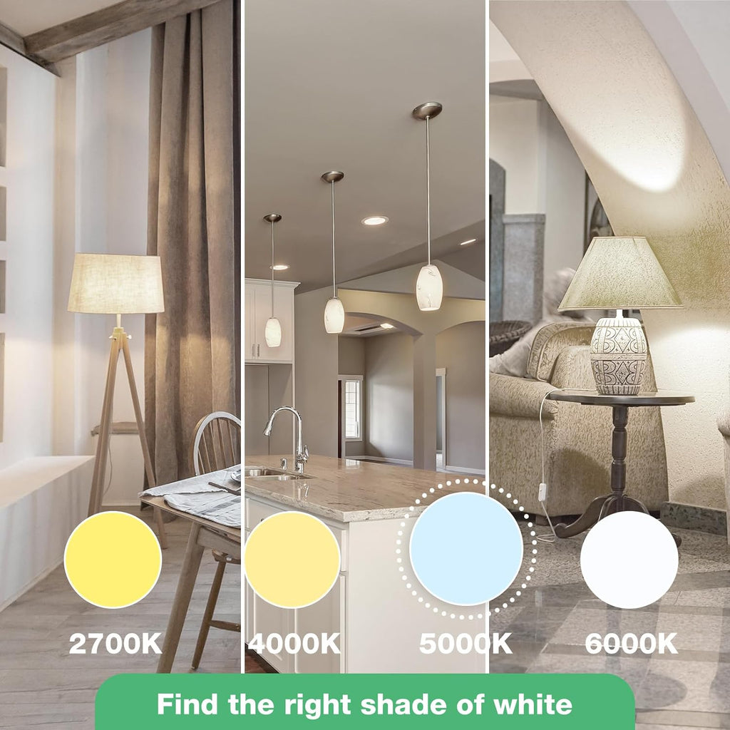 LED Light Bulbs Daylight 5000K, 60 Watt Equivalent LED Bulbs, A19 Standard Bulbs, 800 LM, 15000 Hours, E26 Base, Non