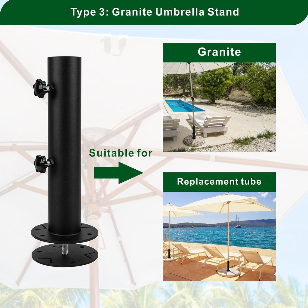 Patio Umbrella Stand Base,Heavy Duty Outdoor Umbrella Holder with 3 Ground Spikes for Stability