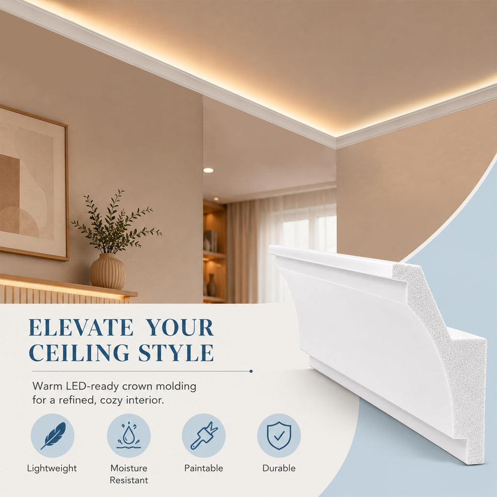 10 Pack 39Ft Ceiling Crown Molding Trim, Room Top Light Strip Crown Molding