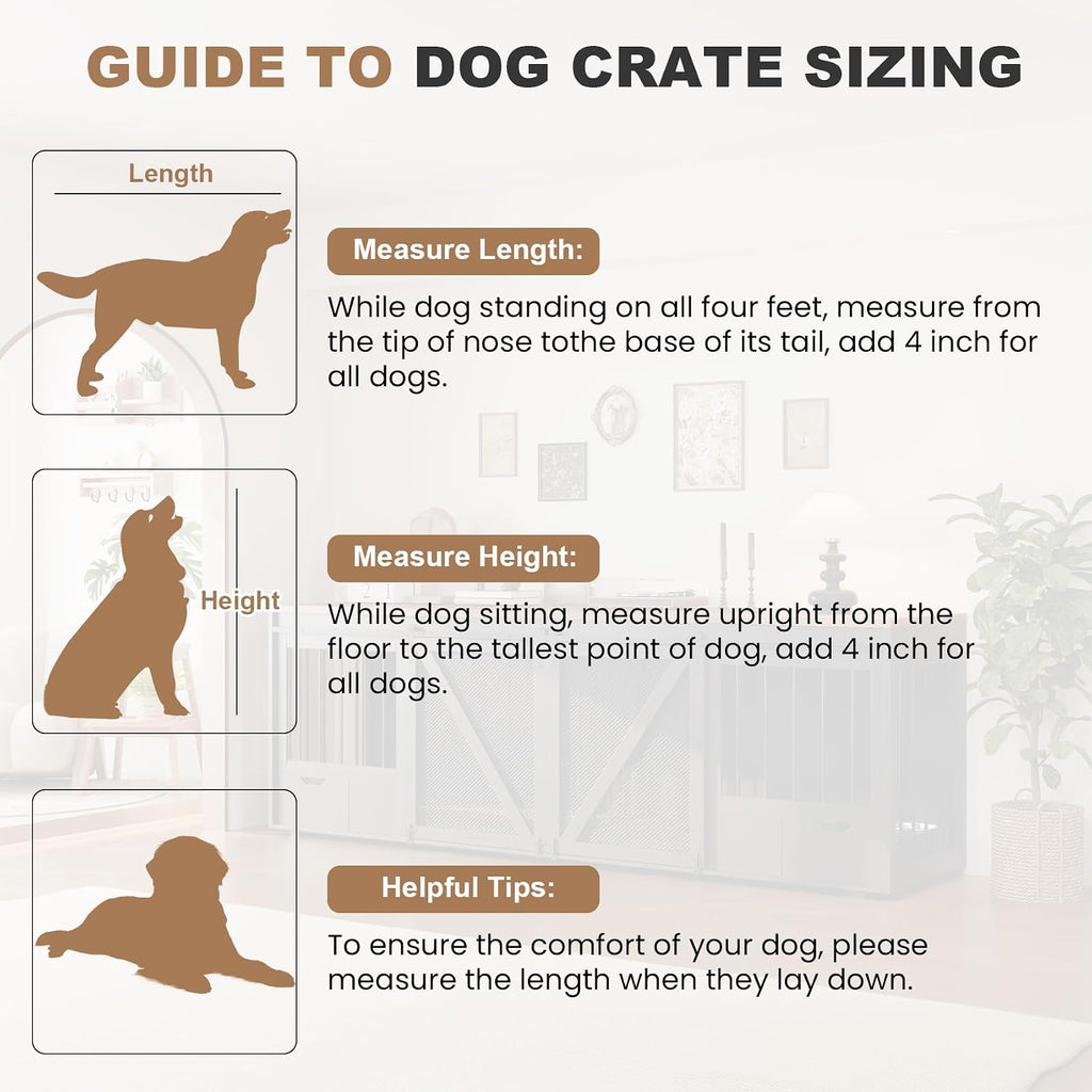 94.5" Dog Crate Furniture with Feeding Drawer for Large Dogs, Black