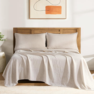 100% Linen Sheets, 170GSM French Flax Pure Linen Sheets Set