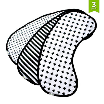 Muslin Burp Cloths, Burp Bib Set (3 Pack) Black + White