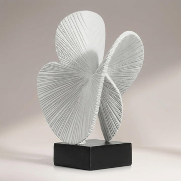 Minimalist Gray Sculpture Home Decor, Nature Inspired Decorative Statue with Black Base - Contemporary Desk Art Decor