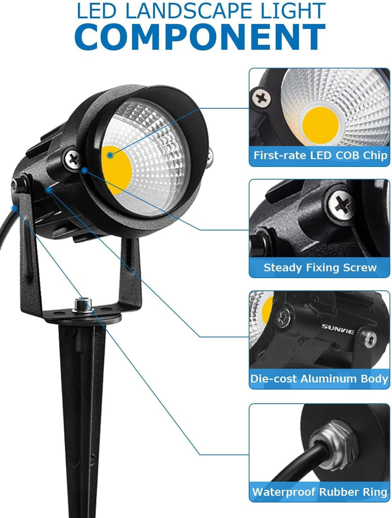 12W Low Voltage LED Landscape Lights with Connectors, Outdoor 12V Super Warm White (900LM) Waterproof Garden Pathway