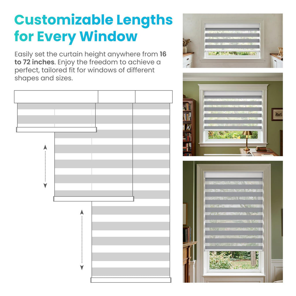 Motorized Zebra Blinds with Solar Powered, Gray