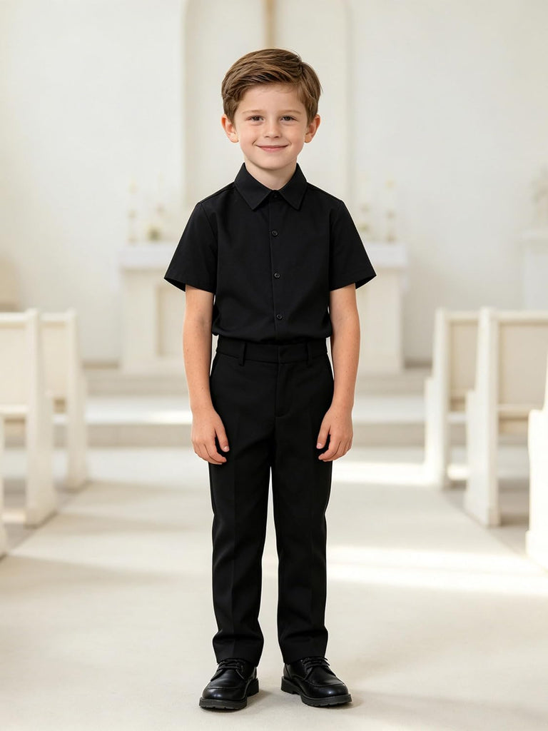 Boys Dress Shirt Short Sleeve Button Down Shirts