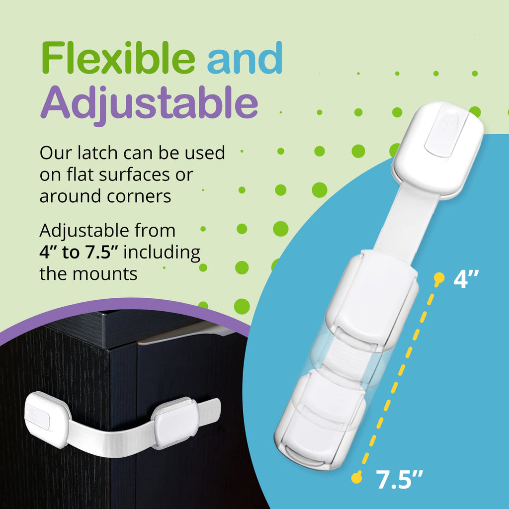 Adjustable & Reusable Child Safety Cabinet Locks & Latches, Baby Proofing Door Window, Cabinet, Toilet, &