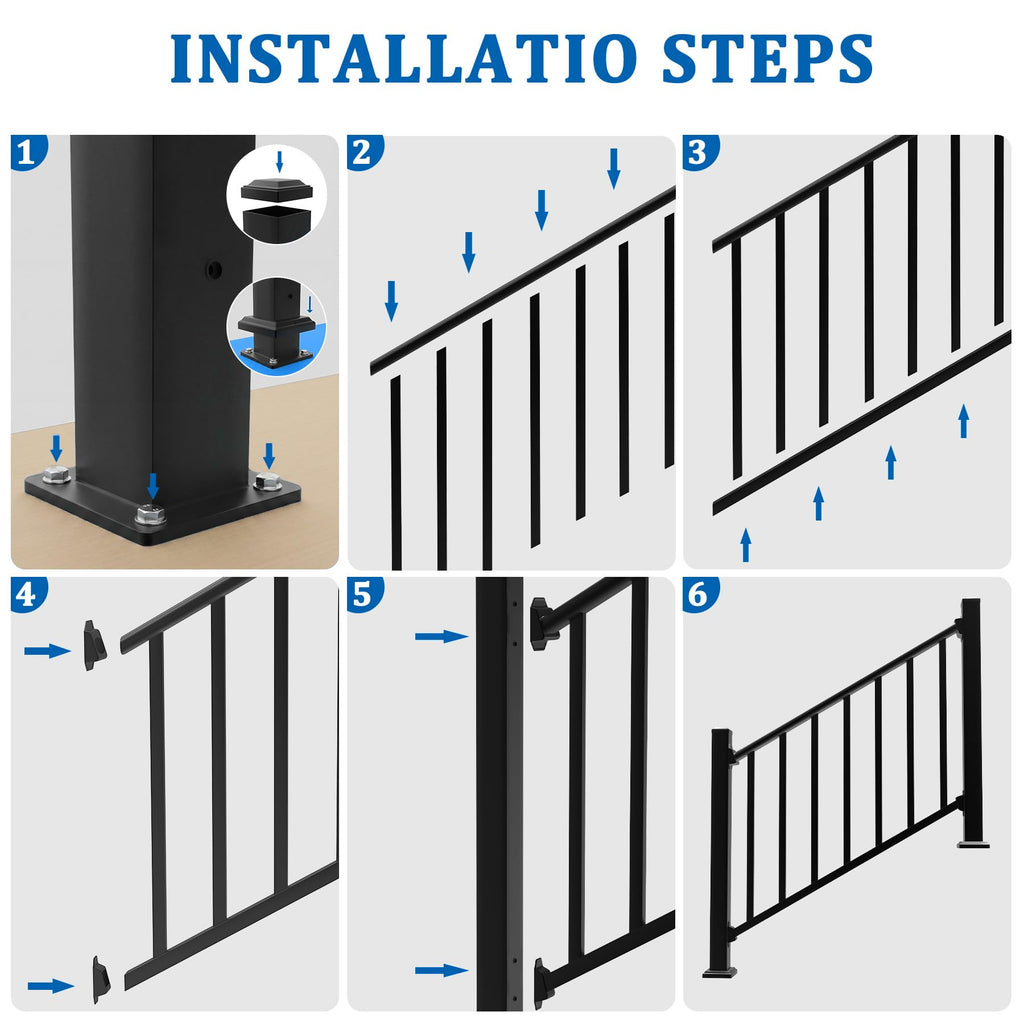 Modular Stair Railing Kit, 36 in x 4 ft, 2 Post, 1 Panel