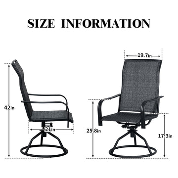 Swivel Patio Chairs Set of 6 Gray Outdoor Rocking Dining Armchairs