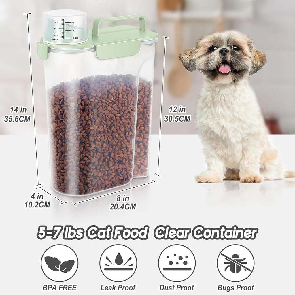 5-7Lbs Airtight Dog Cat Pet Food Storage Container-Light Green