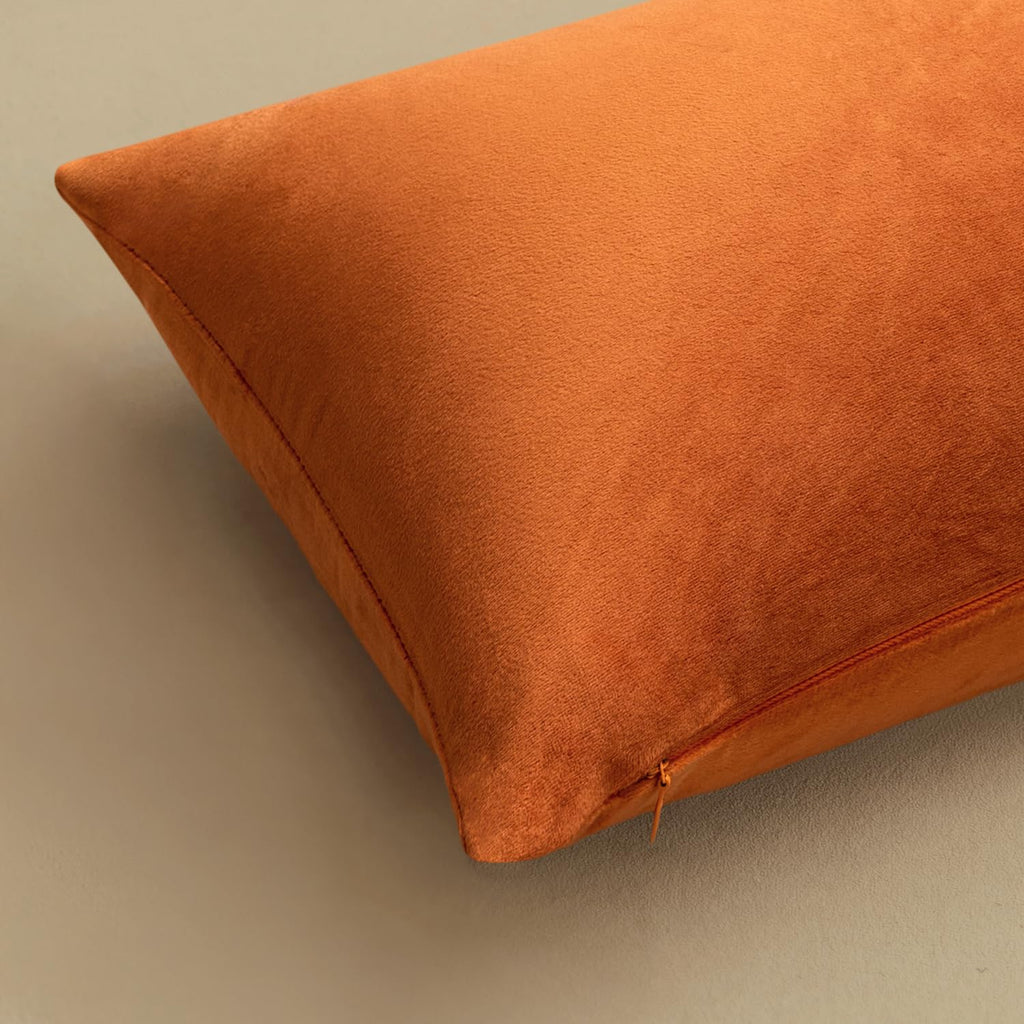 24x24 Inch Pack of 2 Euro Fall Velvet Throw Pillow Covers Orange