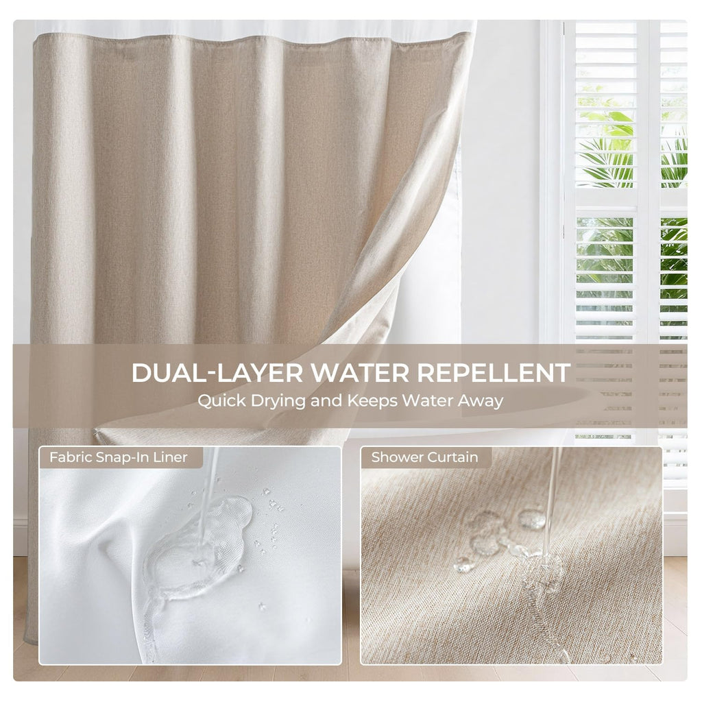 Linen Textured No Hooks with Liner, Linen, 54x80
